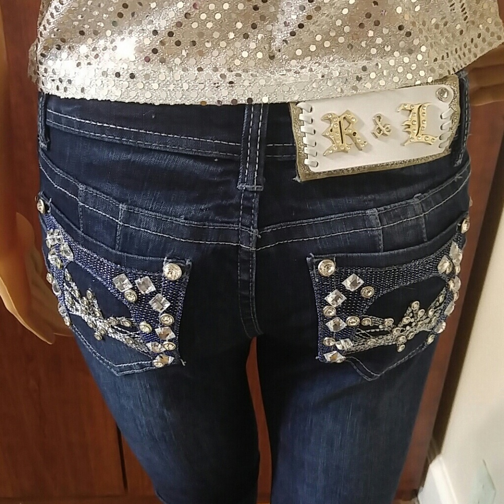 Rock & Love distressed blingy skinny jeans size 0
